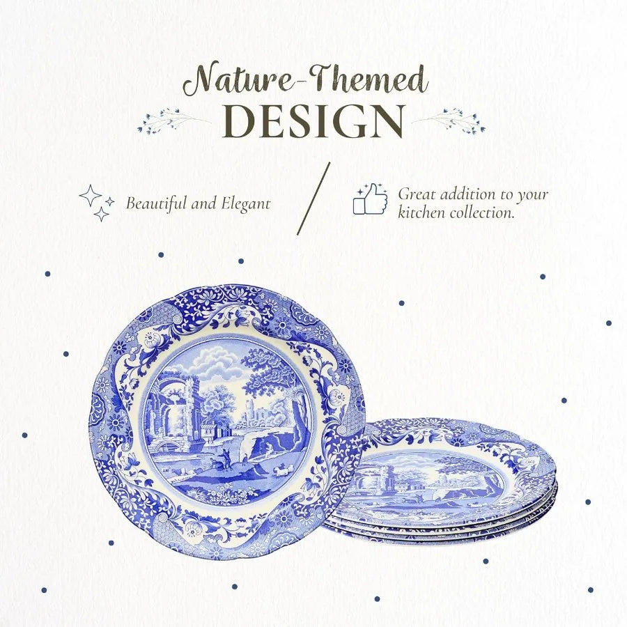 Blue Italian Porcelain Dinner Plates