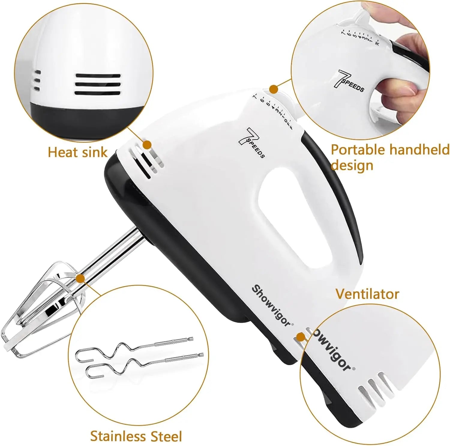 Electric Hand Mixer With 7 Speeds