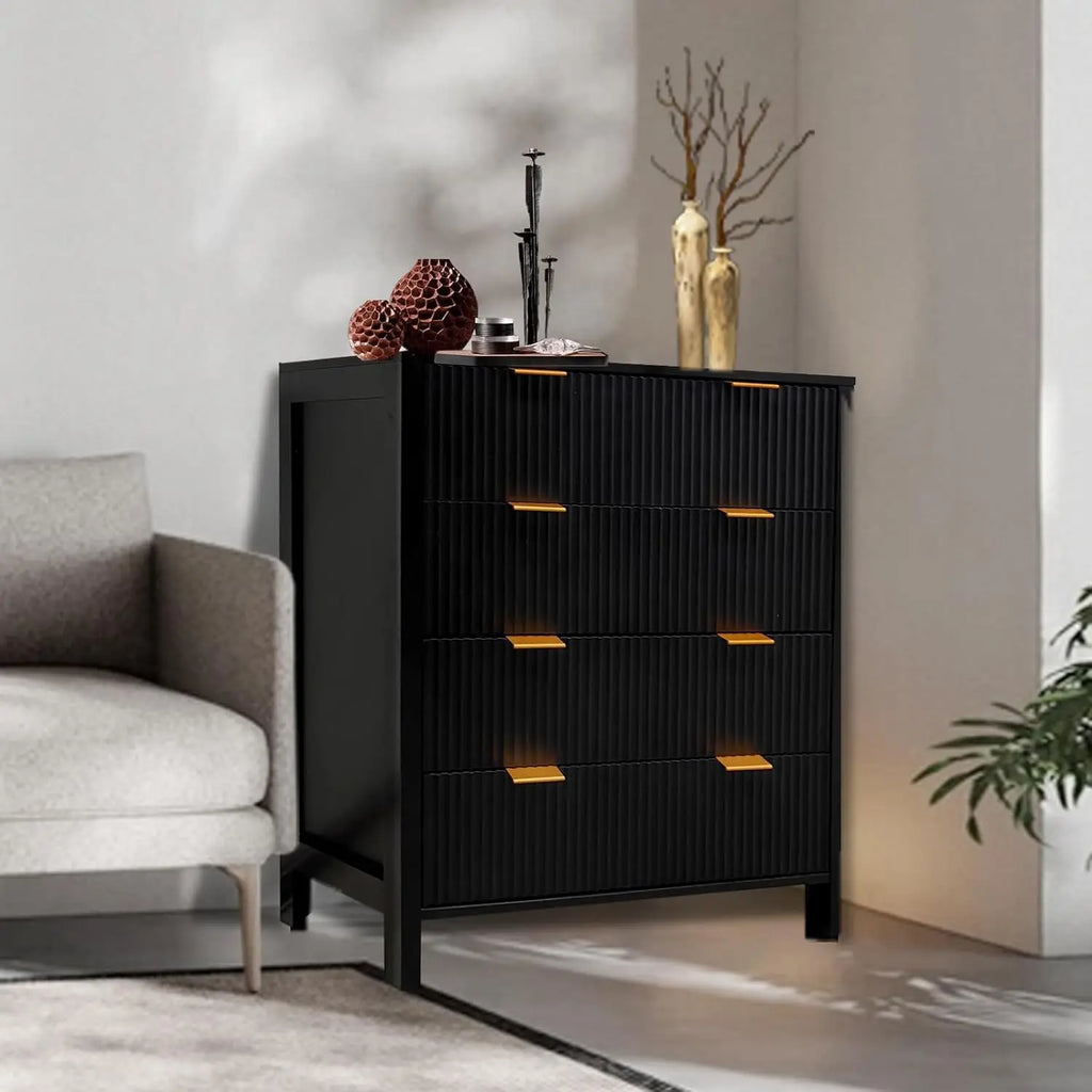 Fluted 4 Drawers Modern Chest