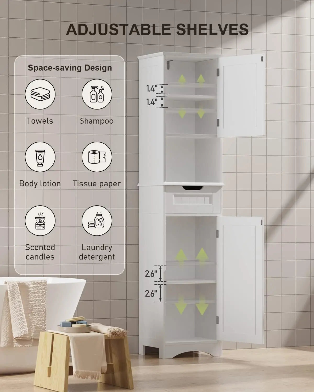 67" H Tall Bathroom Storage Cabinet