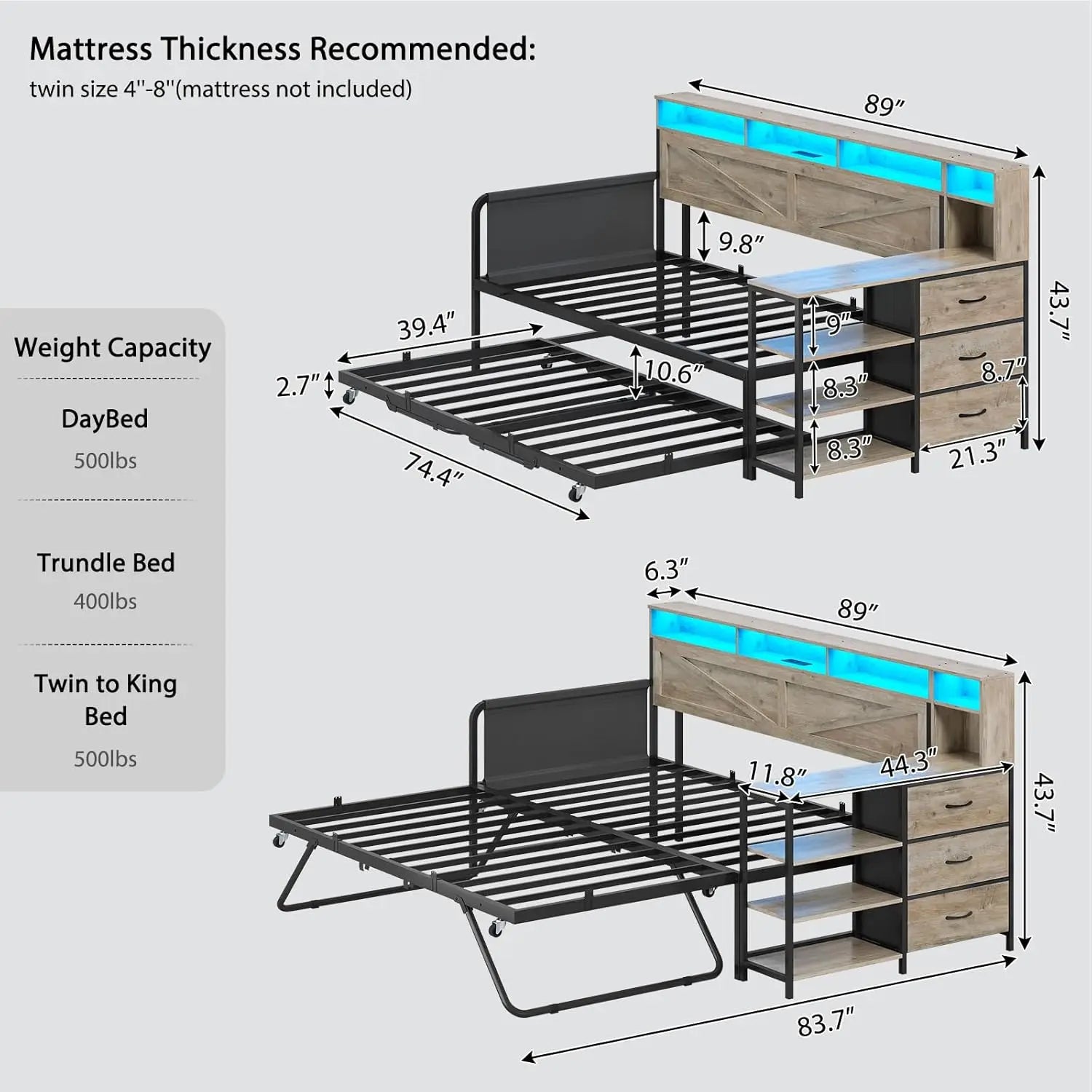 Farmhouse Wooden Day Bed Twin