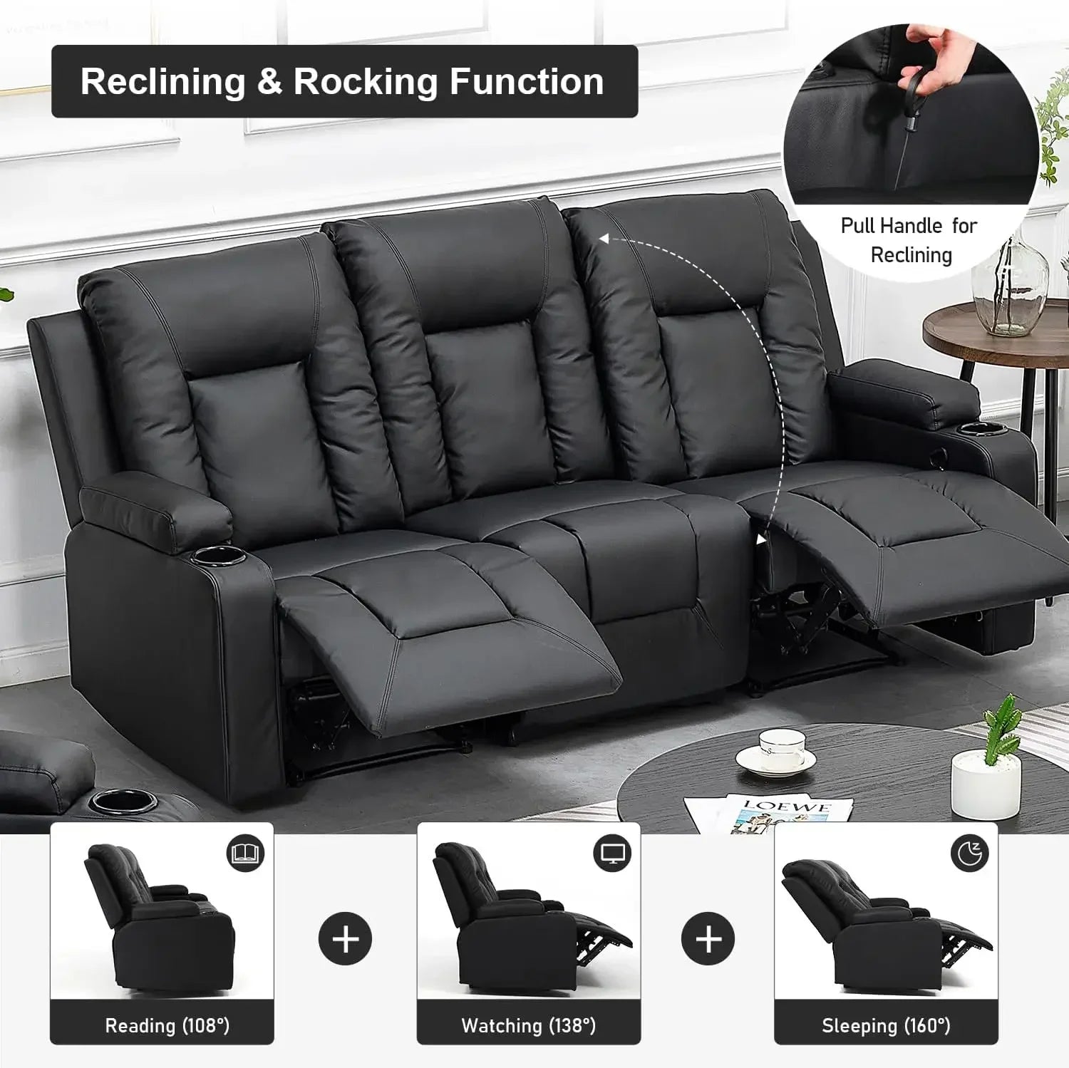 Leather Recliner Chair Set