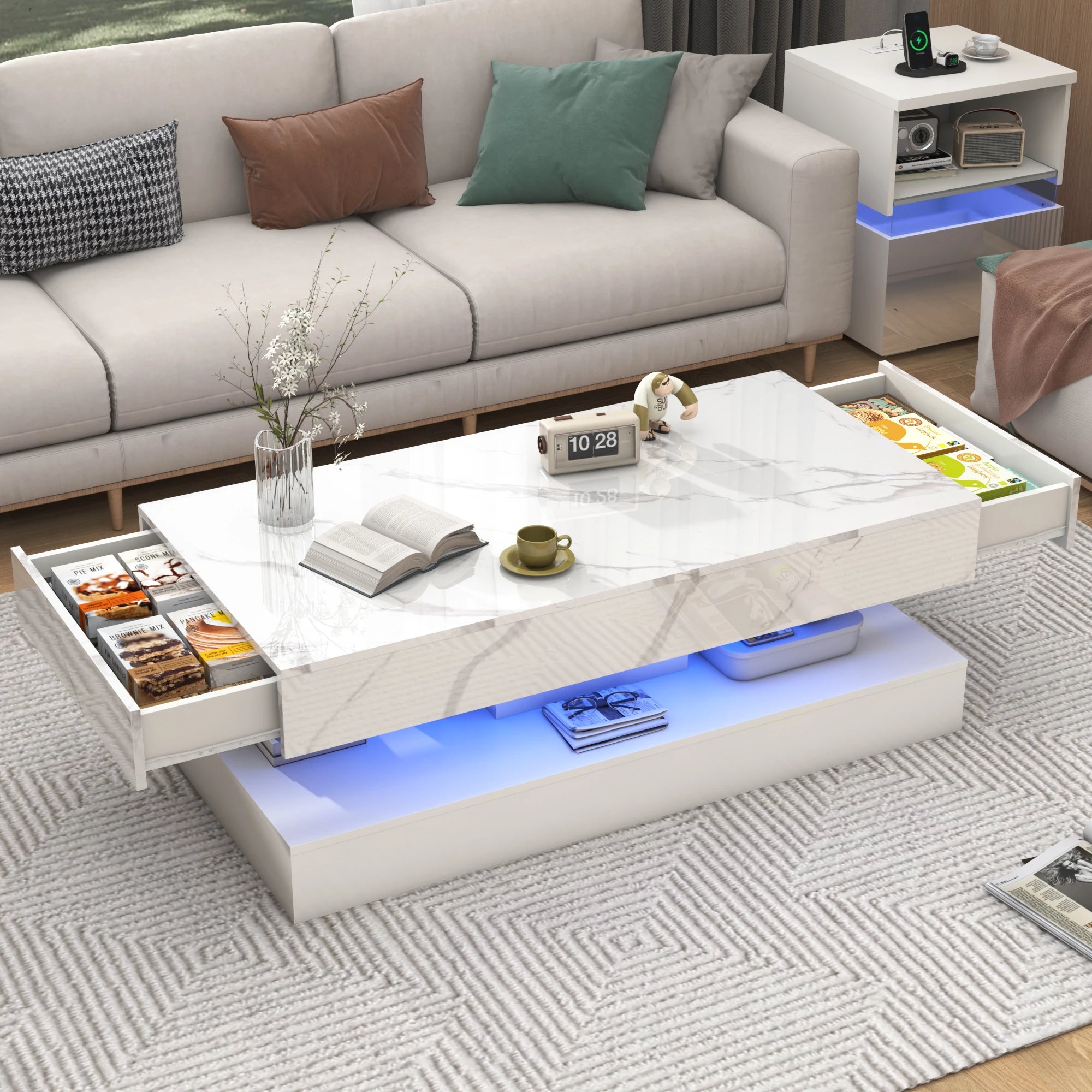 Coffee Table with LED Lights