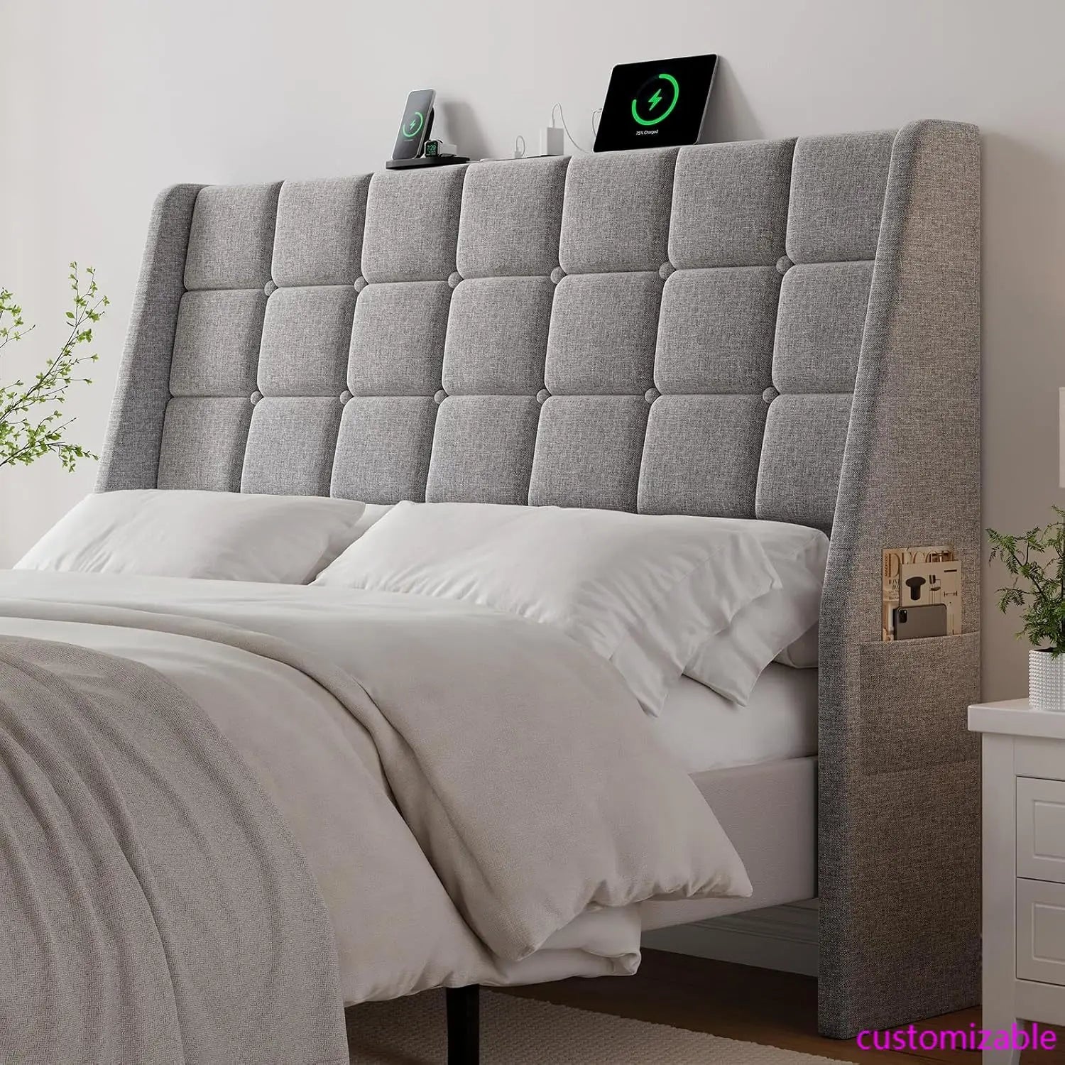 Queen Headboard w/Charging Station