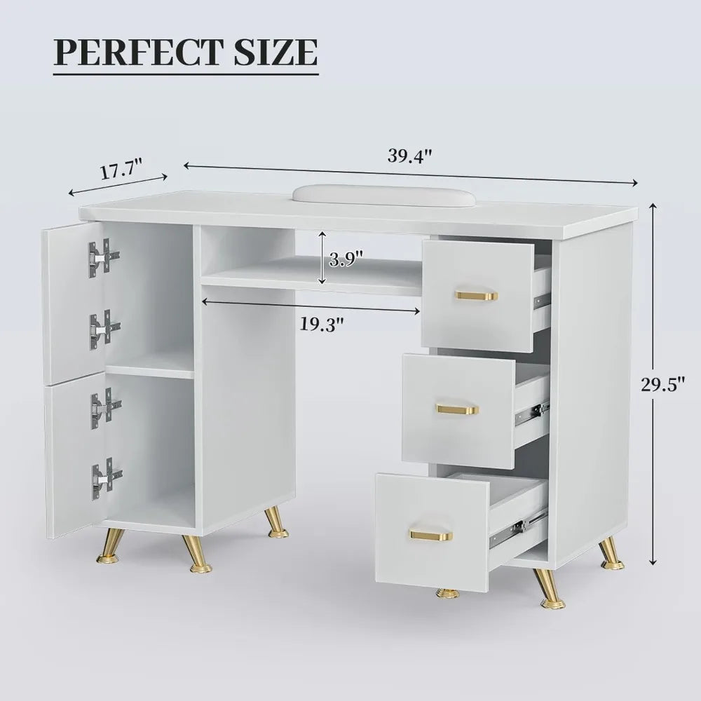 Nail Tech Desk with Storage